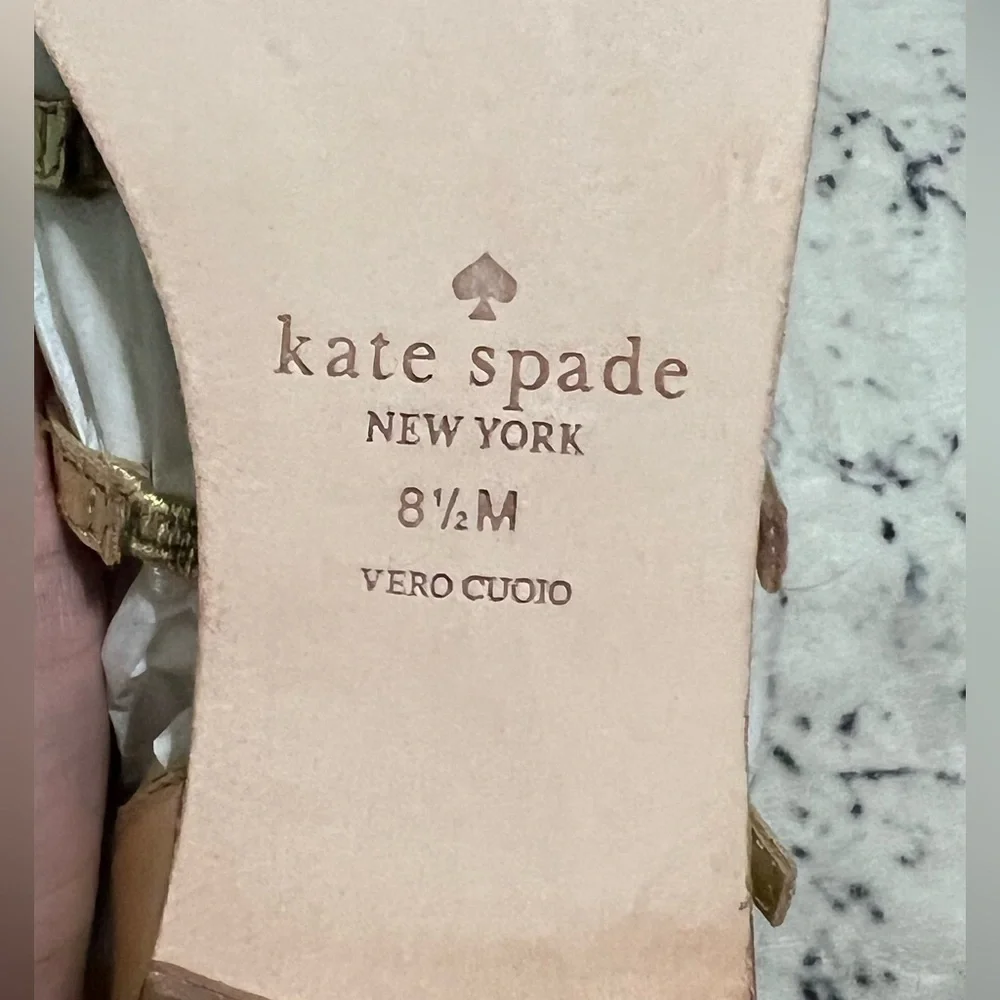 Kate Spade Gold Floral Embellished Sandals - 8.5